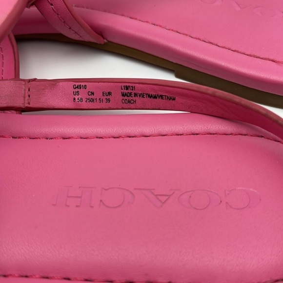 COACH Jeri Hot Pink‎ Leather Thong Sandals Size 8.5 - Picture 8 of 12